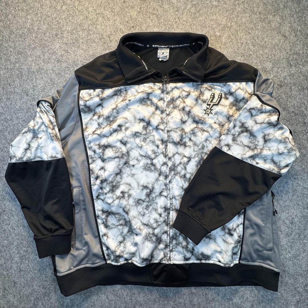 San Antonio Spurs Jacket Mens 3XL Black Marble‎ NBA Basketball Zipway Full Zip